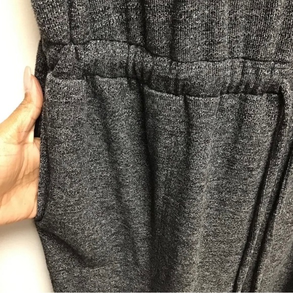 Free People Beach Jumpsuit Gray Heathered Drawstring Scoop Neck Sleeveless - Picture 3 of 8